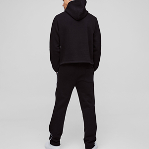 2026 Latest Custom Made Regular Solid Heavyweight Winter Casual Breathable <b>Hoodie</b> Baggy Jogger White Piping Two-Piece Jogging - Product Image 2