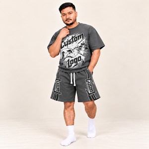 ชุดเสื้อยืดและกางเกงขาสั้นผู้ชายสไตล์สตรีทแวร์ลายกราฟิกขนาดใหญ่ลำลองสำหรับฤดูร้อน ชุด 2 ชิ้น ขายส่งจากผู้ผลิต - Product Image 5