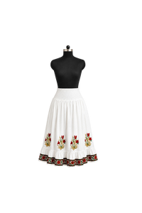 <b>Boho</b> Cotton <b>Skirt</b> Women Hand Block Print Smocked Elastic Waist Ruffle Bottom Floral Bottom Lining Comfort Beach Wear Dress - Product Image 1