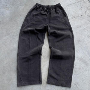 Pantalones Anchos de Algodón con Lavado Ácido para Hombre, Cintura Elástica, Bolsillos Cruzados, Estilo Panel Ondulado, Personalizables, Estilo Vintage - Product Image 2