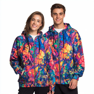 Sudadera con capucha y cremallera OEM para sublimación, 100% poliéster, estilo jogger, para hombre, ropa de calle de invierno, tops con capucha sublimados - Product Image 1