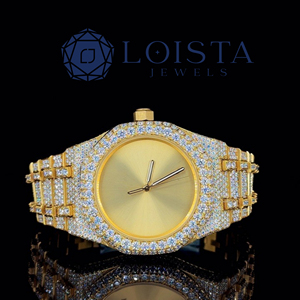 Luxury Quartz Stainless Steel Case Iced Diamond <b>Studded</b> Bracelet Elegant <b>Men</b> Fashion Classic Timepiece Glass - Product Image 1