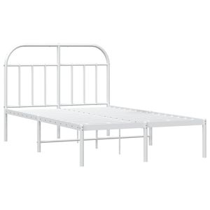 White Powder-Coated Steel Full Bed Frame Rectangular Metal Bed - Product Image 5