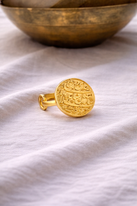 Premium Gold Plated Engraved Coin <b>Ring</b> for Women <b>Adjustable</b> Round Statement Fashion Jewelry - Product Image 4