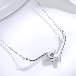 Collier pendentif en argent 925 avec moissanite, taille brillant rond, chaîne à maillons plaquée rhodium pour femme, cadeau de mariage - Product Image 2