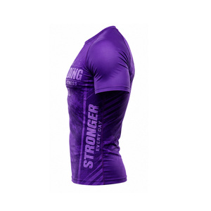 T-shirt de compression pour hommes, vêtements de sport personnalisés, respirant, séchage rapide, extensible, entraînement fitness, athlétisme, vente en gros OEM - Product Image 2