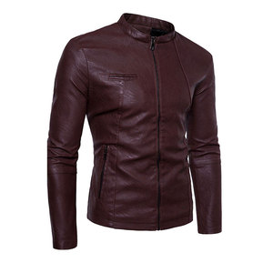Veste en cuir d'hiver pour homme de qualité supérieure, personnalisable, avec col montant et logo frontal, vêtement d'extérieur écologique et respirant - Product Image 1