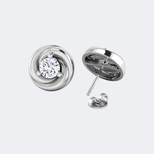 Boucles d'oreilles clous solitaires rondes en diamant de laboratoire 1,00 carat total, or, clarté VVS VS, couleur DEF, taille brillant, sertissage classique à griffes - Product Image 2