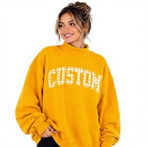 Sweat-shirts à col montant en molleton décontracté sur mesure OEM/ODM, toutes saisons, manches longues, avec logo brodé personnalisé sur le devant, respirants - Product Image 1