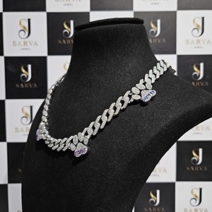 SARVA 925 Silver Moissanite Custom Pet <b>Name</b> Cuban Link <b>Chain</b> Personalized Paw Print Hip Hop Necklace Unisex Jewelry - Product Image 4