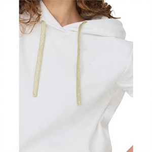 Sudadera con capucha de pana para mujer, con media cremallera, transpirable, de secado rápido, cuello alto, cordón ajustable, logo frontal, para otoño/primavera/verano - Product Image 6