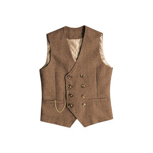 Gilet formel bleu à motif cachemire col en V simple boutonnage pour homme, idéal pour les costumes et le printemps - Product Image 4