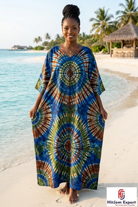Custom Printed <b>Kaftan</b> Dress Women Loose Fit <b>Summer</b> Beach Wear Comfortable Fabric Wholesale Export Supply - Product Image 3