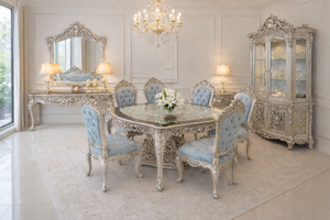 Ensemble de meubles de salle à manger en bois de style néoclassique d'inspiration romaine, acheter un ensemble de table à manger classique 8 places, meubles de luxe pour la maison, Sydney - Product Image 4