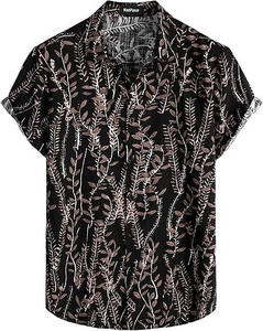 เสื้อเชิ้ตชายแขนสั้นทรงปกติ ลายดอกไม้และต้นปาล์ม พิมพ์ลายดิจิทัล ผ้าโพลีเอสเตอร์ สวมใส่สบายๆ เหมาะสำหรับไปเที่ยวชายหาด - Product Image 6