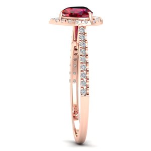 REYES Wholesale Price 14K Solid Gold Diamond Engagement Halo <b>Ring</b> For Women Heart Cut 0.75 Carat Ruby Gemstone <b>Ring</b> - Product Image 3
