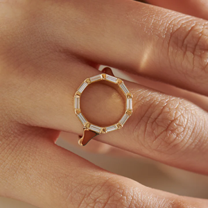 Anillo con corte baguette de 2 quilates, oro amarillo de 14K, chapado en oro para ella, anillo de compromiso IGI, anillo de boda - Product Image 5