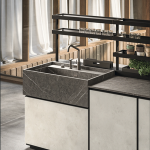 Meubles de cuisine modernes en MDF avec finition stratifiée, design rectangulaire, style minimaliste, avec évier, robinet et tiroirs coulissants - Product Image 3