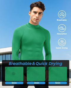 <b>Men</b> Breathable MMA Rash Guard Compression Shirt <b>Turtle</b> <b>Neck</b> Long Sleeve Athletic Rash Guard For Gym Training Running Cycling Top - Product Image 3