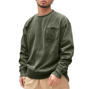 OEM Manufactured 380 GSM 100% Cotton Acid <b>Washed</b> Oversized Men's Sweatshirts with Pocket Premium Custom Embroidery Pullover - Product Image 5