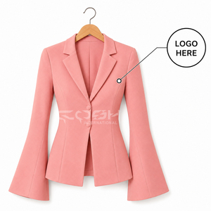 เสื้อเบลเซอร์แขนบานสีชมพูสำหรับผู้หญิงจาก Cosh International Greek Apparel พร้อมปักโลโก้ตามสั่ง ปกเสื้อแบบมีรอยบาก ดีไซน์หรูหรา - Product Image 1