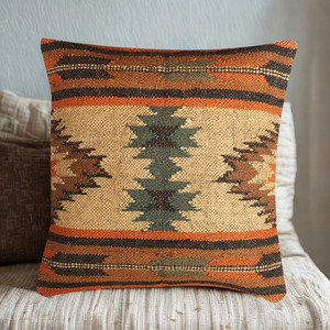 Ensemble de coussins en laine et jute Kilim, tissés, à motifs géométriques rayés et végétaux, toutes tailles, prix d'usine, vente chaude - Product Image 6
