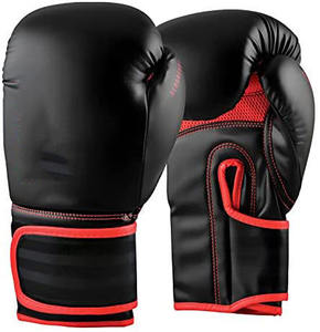 Adult Boxing <b>Gloves</b> Faux Leather Full Finger Velcro Closure Martial Arts Training Gear Black With Color Accents Training <b>Gloves</b> - Product Image 5