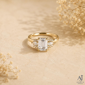Bague de fiançailles en diamant de laboratoire taille émeraude argentée, certifiée IGI, plaquée rhodium, ajustable, bijoux de mariage pour femme - Product Image 1