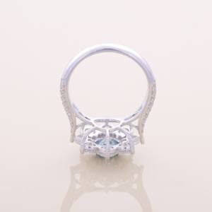 Anillo de Diamantes Azules Cultivados en Laboratorio, Oro Blanco, Amarillo y Rosa de 9K, con Múltiples Piedras Redondas y en Forma de Trílgon, Joyería de Lujo - Product Image 6