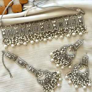 Ensemble de bijoux artisanaux pour mariage et occasions spéciales, collier choker afghan fait main, bijoux pour femmes, style antique. - Product Image 3