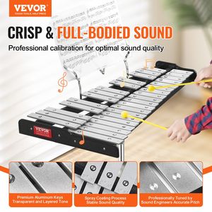 Ensemble professionnel de xylophone Glockenspiel à 32 notes, support de musique de 8 pouces, baguettes et mallettes – pour la pratique, les récitals, la salle de classe et l'usage domestique - Product Image 2