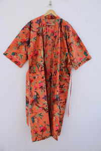 Bata Kimono de Algodón Suave y Transpirable con Estampado de Dibujos Animados para Mujer, Camisón de Verano Hecho a Mano ODM con Cuello en V, Cintura Elástica y Largo hasta la Rodilla - Product Image 2