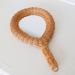 Sustainable rattan hand held <b>mirrors</b> boho style handmade handle <b>mirror</b> best price for sale - Product Image 3