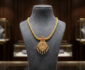 Divyoro Classic 24K Gold Plated Copper Alloy <b>Necklace</b> <b>Ruby</b> Diamond Flower Pendant Orissa Women's Anniversary Engagement Wedding - Product Image 1
