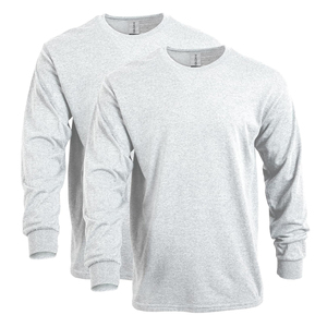 Camiseta de Manga Larga para Hombre, Cuello Redondo, Color Sólido, Algodón Tejido, Corte Casual, Largo Regular, Diseño Liso - Product Image 4