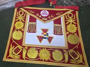 Badge en cuir brodé à la main pour Prêtre Suprême de l'Arche Royale Maçonnique (PHP), à coudre avec dentelle, en velours rouge et fils d'or, Régalia de luxe personnalisée - Product Image 2