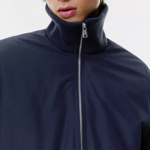 Men's Navy Blue Puffer <b>Jacket</b> Stand Collar Zipper Closure Casual Winter Wear Polyester <b>Fleece</b> <b>Lining</b> Thick Insulated - Product Image 5