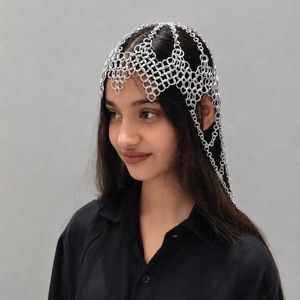 Casco de Aluminio con Malla Metálica |   Diadema de Cadena para Festivales |   Accesorio para el Cabello de Fantasía Gótica |   Joyería para Festivales Medievales y Renacentistas - Product Image 5