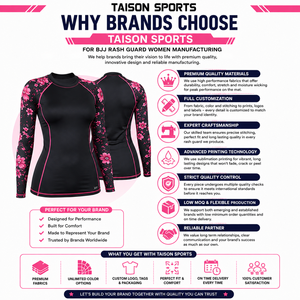 Rashguard de BJJ para Mujer de Alta Calidad, 260 GSM, Poliéster y Spandex, Panel Rojo y Negro, Logotipo Personalizado Impreso - Product Image 5