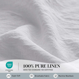 Parure de lit en lin rose uni imperméable, respirante, 100 % pur lin français, directement de l'usine, pour la maison et l'hôtellerie - Product Image 4