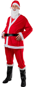 Christmas Festive Santa Outfit Complete Red Velvet Coat Trousers Santa Hat <b>Belt</b> Beard Gloves and Shoe Covers for Holiday - Product Image 4
