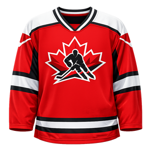 Camiseta de Hockey sobre Hielo Personalizada para Hombre, Cuello en V, Manga Corta, Impresión por Transferencia de Calor, Nombre del Equipo 23, Color Granate Dorado, Transpirable y que Absorbe la Humedad - Product Image 2