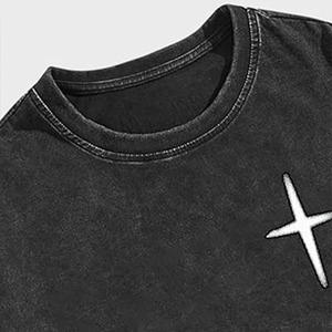 Chemises Homme Oversize Imprimées Effet Délavé Vintage Couleur Unie Décontractées Streetwear Coton Lourd 100% Fournisseur OEM ODM en Gros - Product Image 5