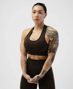 Conjunto de Yoga de 2 Piezas para Mujer, Color Negro, con Tirantes Cruzados, Cintura Media, Leggings Largos, Cierre Frontal, Transpirable, Sin Costuras, Spandex - Product Image 3