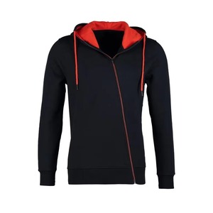 Sudadera con capucha de alta calidad para hombre/mujer, de felpa francesa negra, 100% algodón, con cremallera, antiencogimiento, diseño zigzag en el pecho/lateral - Product Image 6