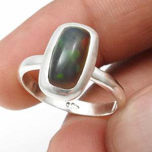 Bague en argent sterling 925 avec pierre précieuse opale noire, de qualité supérieure, naturelle, faite à la main, bijoux bohèmes raffinés pour mariage - Product Image 4