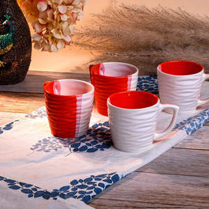 Multicolored Wavy Ceramic <b>Tea</b> <b>Cup</b> <b>Set</b> of 4 - Product Image 4