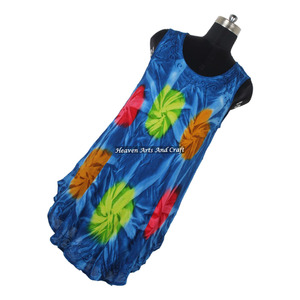 Último Diseño Vestido de Verano Tie-Dye Boho Hippie para Mujer, Vestido Tipo Paraguas con Diseño Colorido Tie-Dye de Rayón - Product Image 6