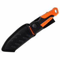 Couteaux de chasse à lame fixe grande taille orange, noir et argent avec poignée ergonomique antidérapante, lame en acier tranchante et étui de protection pour le camping