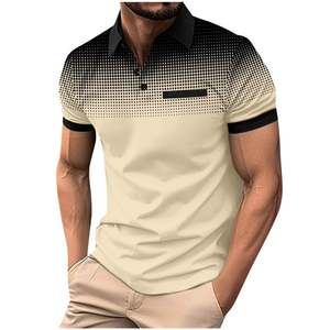 Chemise de golf décontractée pour homme, à manches courtes, motif à pois dégradé rouge, en polyester respirant, coupe classique, 180g - Product Image 2